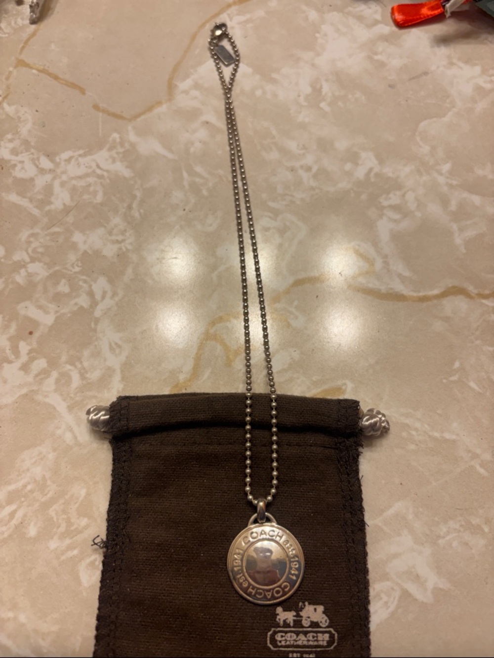 Coach Sterling silver Circular Logo Pendant Necklace - Picture 4 of 6